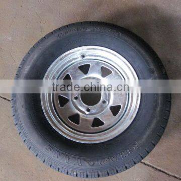 trailer wheel with galvanized rim