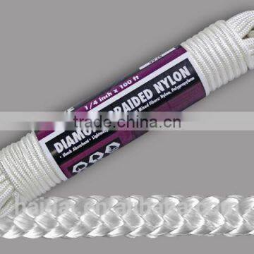 China manufacture white color nylon diamond braided rope