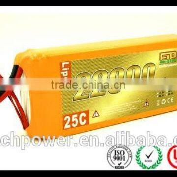 Hot selling 22000mAh 6S1P 25C lipo battery ,10000mah rc lipo battery,15000mah rc lipo battery