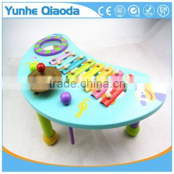 wooden musical percussion instruments blue moon shape table xylophone drum symbol Noisy /educational wooden toy/