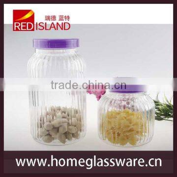 glass storage jar set with plastic lid, glass canister set