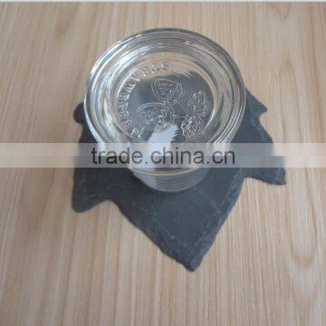 natural black slate coaster with glass strawberry jar