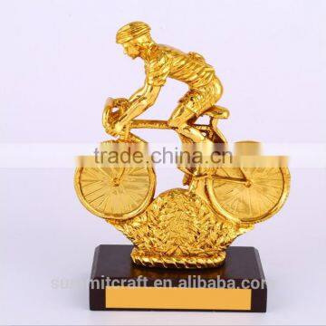 Custom goldern resin bicycle sports trophies new designs award
