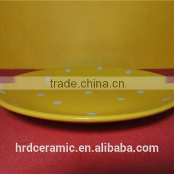 High Quality Wholesale Yellow Ceramic Plate With Polka Dots photo-3