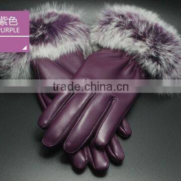 2015 Fashion Winter Leather Gloves Women Fur Gloves Ladies Leather Gloves photo-5