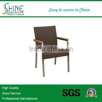 SOF8039 Rattan Dining Chair With Wooden Armrest