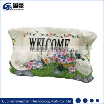 Attractive Welcome White Flower Garden Sign Statue