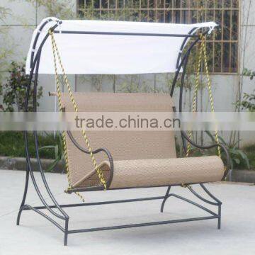 wide shape rattan swing with canopy