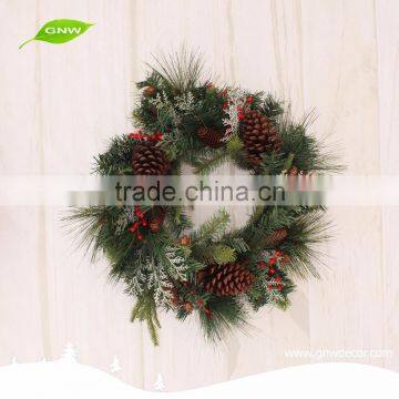 GNW CHWR-1605012 Customized Promotional Wholesale Christmas decoration green Christmas wreath