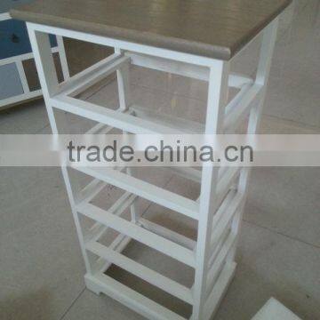 European Style Printing Design Colorful Antique Bedside Table Wood Storage Cabinet photo-5
