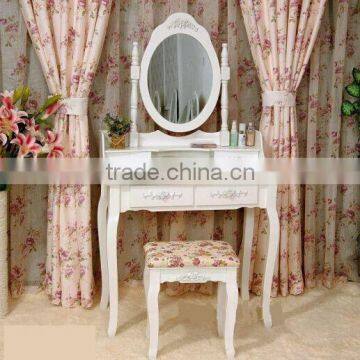 Wooden Modern Folding Mirror Dresser Table Set photo-4