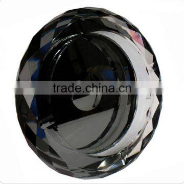 diamond cut round black crystal ashtray