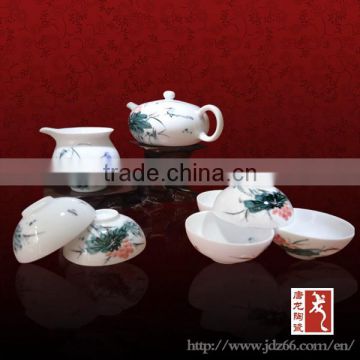 Chinese design hand painted flowers ceramic fine royal porcelain tea set for new year gift