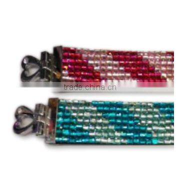 Colorful Bracelet With Zinc Alloy Locking Part, Hot Sale Gift Leather With Crystal Gem Decoration photo-2