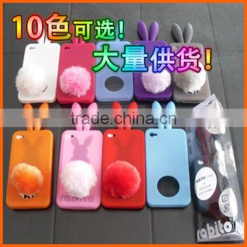 rabbit shape silicone skin cover for iphone