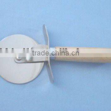 Stainless Steel Pizza Cutter, Wooden Handle