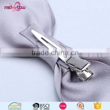 Custom Size Grey Ribbon Boys Mens Bow-tie With Alligator Clip photo-4