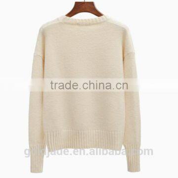 2016 New Korean Style Spring Winter Autumn Round Neck Long Sleeve Plain Women Sweater photo-2