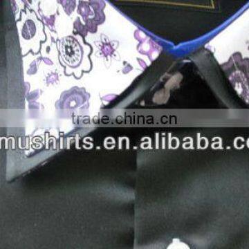 Man Fashion Black Shirts High Double Collar Mens Black Shirts photo-2