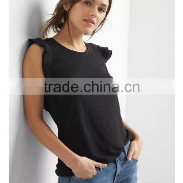 Summer Fashion Casual O-neck Cap Sleeve Lace Decoration Woman T-Shirts Tops