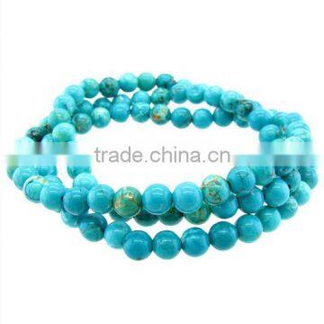 high end turquoise beads elastic bracelets diy handmade turquoise beads stretch bracelets wholesale 2016