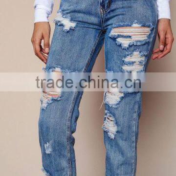 MGOO Popular Women Teaspoon Baggies Jeans Pants For Women In Cobain With Holes Tore Up Muslim Pants photo-3
