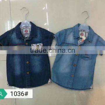 Cheap Kids Boys short sleeves fancy denim polo T-Shirt Jacket Clothes Suit