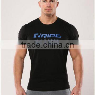 High Quality Performance Mens Sports Training T-Shirt Navy Blue 100% Cotton Tapered Fitness T Shirt Muscle Gym Fitted T-Shirt