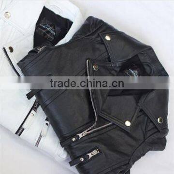 1-7 Years 2017 New Wholesale Cotton Autumn Full Sleeves PU Black White Boys Girls Jackets (pick Size Color ) photo-5