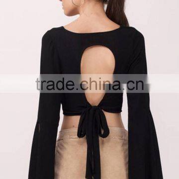 Latest Fashion Women Sexy Crop Tops Stylish Long Sleeve Backless Top for Women photo-5