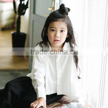 S17591A Girls Blouse Children Clothing White Cotton Child Shirt photo-2