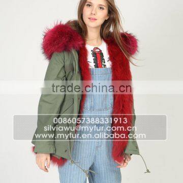 Myfur Fashion Army Green Parka With Fox Fur Lining And Big Size Raccoon Fur Hooded Parka photo-3
