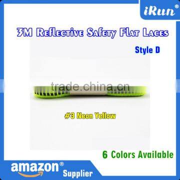 Customized Neon Yellow Lighted 3M Flat Shoelaces For Sneakers - Fanny Flat Safety Shoe Laces 8mm width - Accept Custom