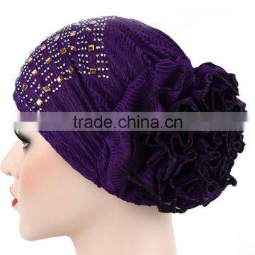 Hot Drill Head Hat With a Large Flower Plate Flower Cap India Arabian Head Scarf Spot photo-3