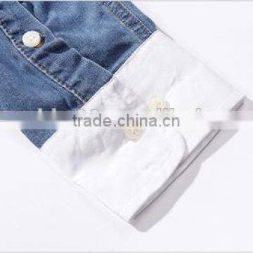 2016 New Arrival England Style Splicing Men Denim Casual Shirt photo-5