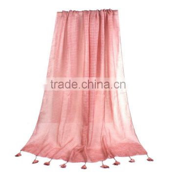 Cotton Polyester Blend Scarves & Wraps Rectangle Dark Pink Tassel Custom Design Scarf