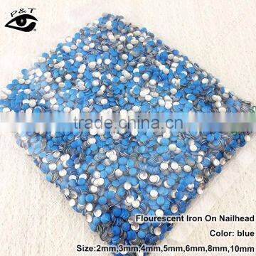 4MM Neon blue nailhead hotfix neon color metal studs for garment decorations