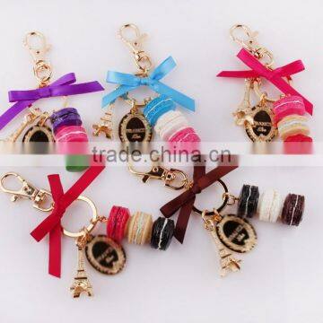 High Quanlity Fashion Key Chain Boutique in Paris, France Eiffel Tower Cake Influx of Goods Macarons Metal Keychain With Box photo-6
