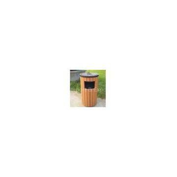 Hardwood Slat Decorated Sidewall With Steel Bracket Antique Garden Dustbin
