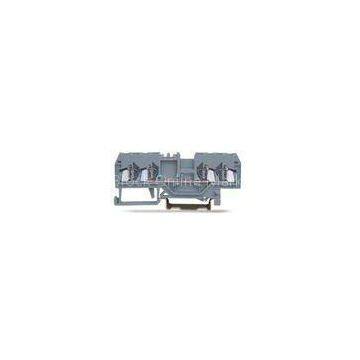 Gray 600v 25A Din Rail Mounted Clip Spring Terminal Block With 4 Pole