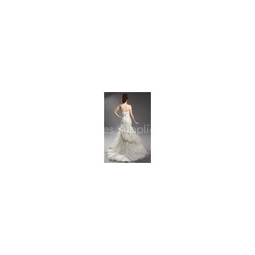 Graceful Mermaid Sweetheart Organza Wedding Dresses with Beaded Crystal Bow