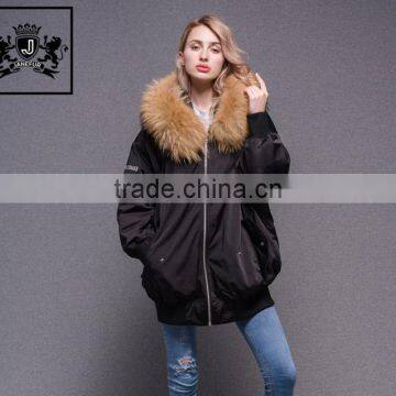 Terse Style Women Parka Down Feather Winter Woman Black Bomber Jacket