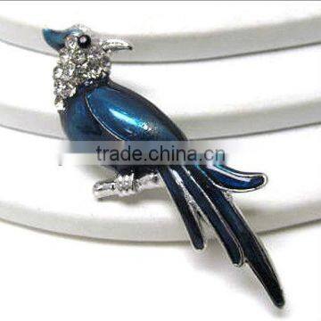 Epoxy Blue Jay/Clear Cheap Rhinestone/2inches long/Animal Shape/Metal Brooch
