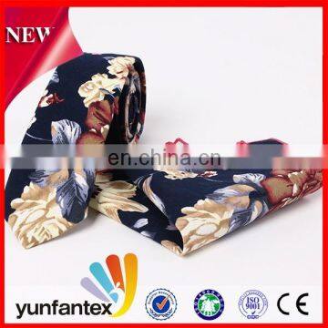 2017 latest design cotton flower colorful mens tie