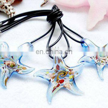 lampwork Glass Starfish Pendant Necklace CTN1108-7