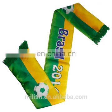 SC-0011 Acrylic soccer scarf custom print knitted jacquard Brazil Brasil football fan scarf