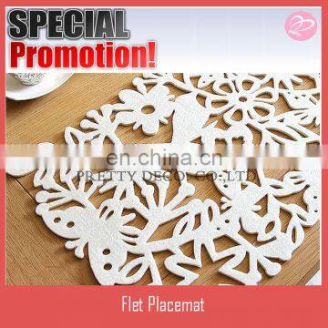 White color laser cut felt placemats