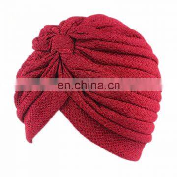 Fashion Style Poplin Gauze Perm Turban Hood Hat Noble Retro Indian Hat photo-5