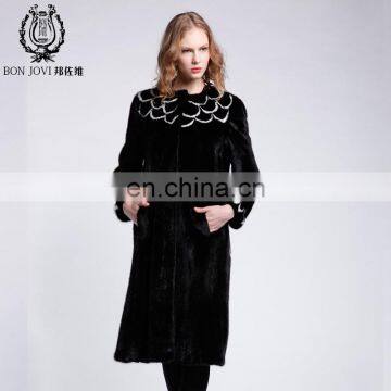 Luxury Mink Fur Overcoat Ladies Fur Dress Fly Wing Pattern Mink Fur Coat photo-4
