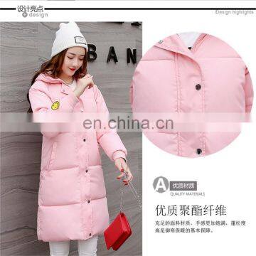 2017 New Down Jacket Korean Version of the Color Hooded Smile to Increase the Long Section of Women's Cotton Coat